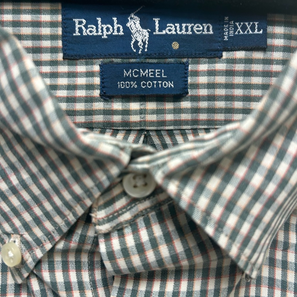 Ralph Lauren MCMEEL Button Down Shirt 100% Cotton Plaid Check Long Sleeve